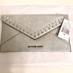 Michael Kors Silver Jeweled Envelope Clutch. Brand New with tag.